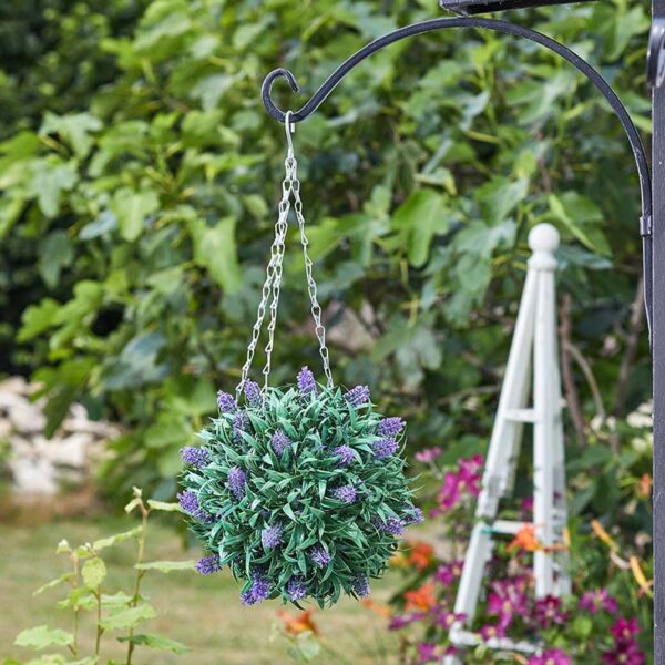 The Smart Garden 30cm Artificial Topiary Lavender Ball hanging in situ