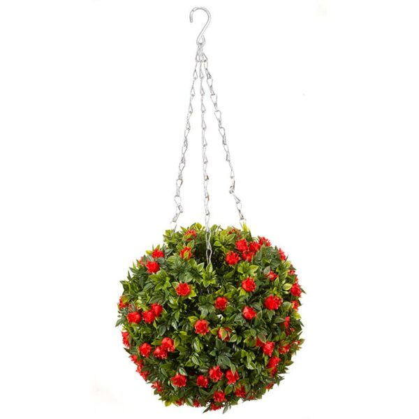 A studio cut out of the Smart Garden 30cm Artificial Topiary Red Rose Ball
