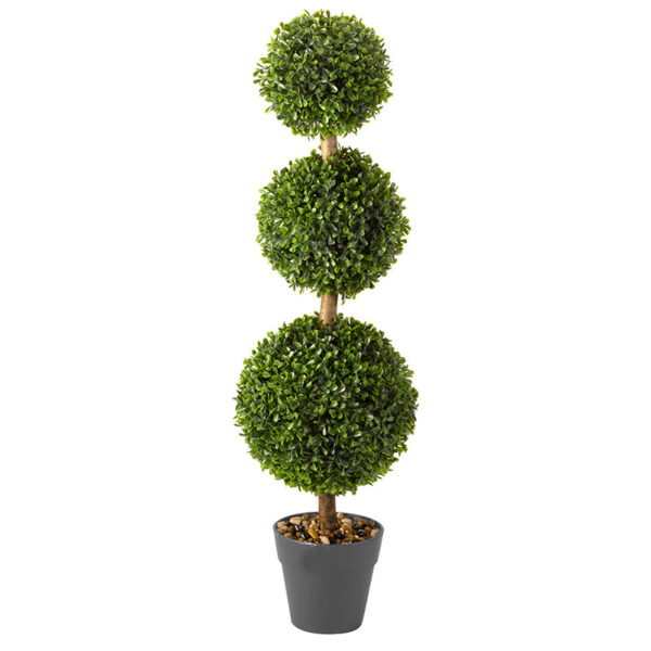 A studio cut out of the Smart Garden Trio Artificial Topiary Boxwood Tree