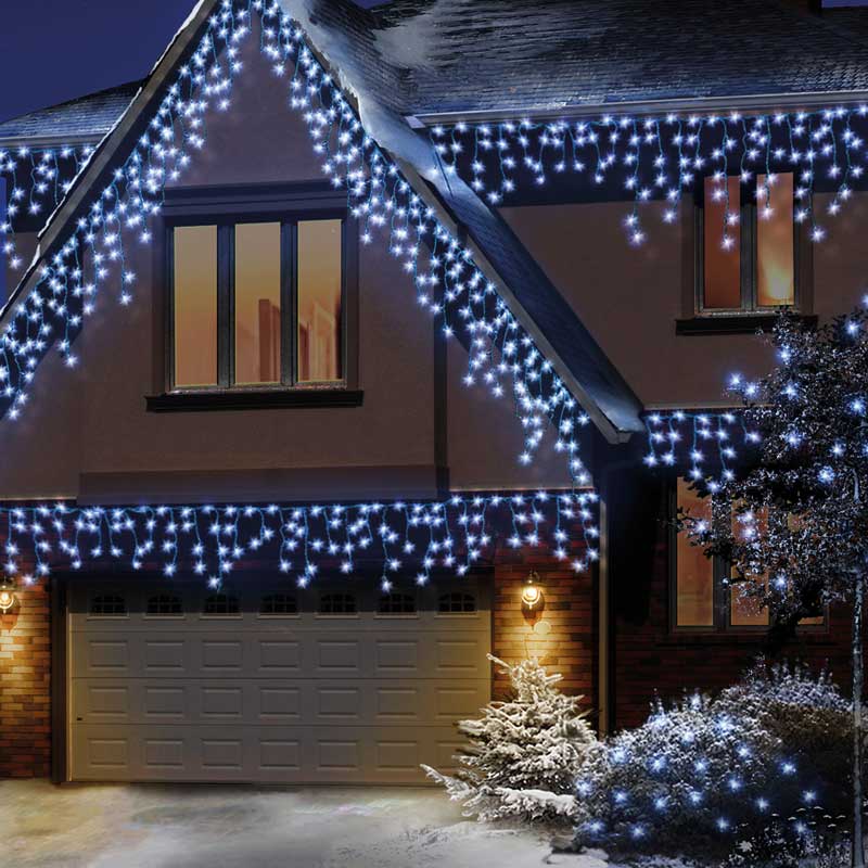 WARM WHITE ICICLE LIGHTS 240/360/480/720/960 LED SNOWING EFFECT XMAS CHRISTMAS 