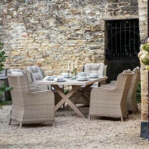 Bramblecrest Somerford 6 Seat Rectangular Garden Dining Set in Sandstone