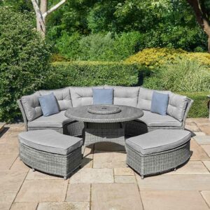 St Tropez Round Casual Modular Dining Set in Stone with Lazy Susan