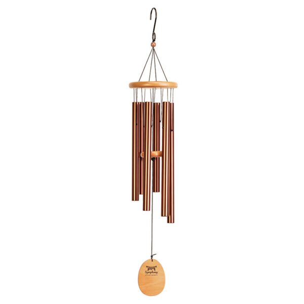 A studio image of the Symphony Wood and Aluminium Wind Chime with Bronze Finish, size 86cm