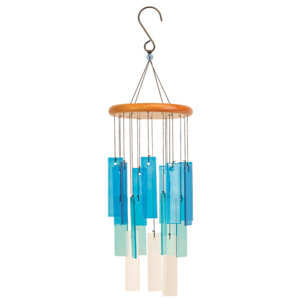 A Studio image of the The Symphony Beach Glass Wind Chime in Nautical Colours, size 61cm