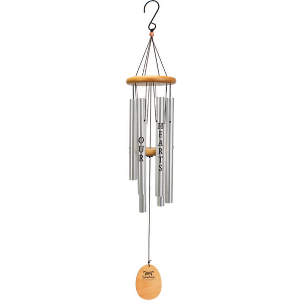 A studio image of the Symphony Memorial Wind Chime with Silver Finish, size 86cm