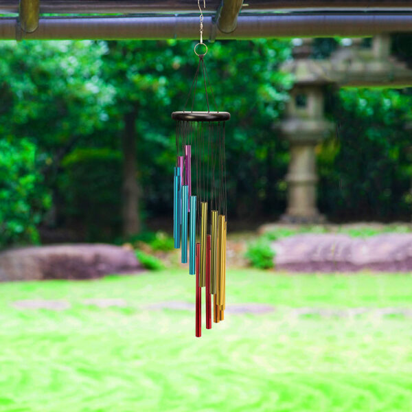 Symphony Rainbow 14-Tube Wind Chime in use
