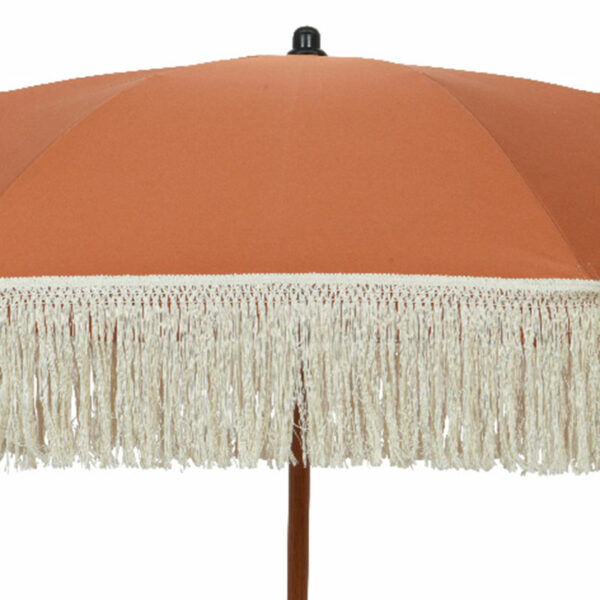 Round 2m Fringed Garden Umbrella Parasol - Soft Terracotta detail