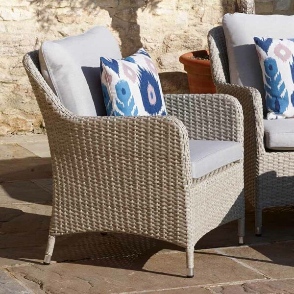 Tetbury Deluxe Sofa Chair in Nutmeg with Eco Fawn Linen cushions