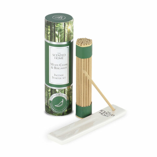 The Scented Home White Cedar & Bergamot Incense Starter Set