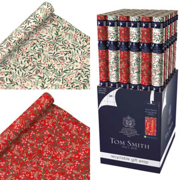 Tom Smith Festive Foliage Luxury Gift Wrap (4m)
