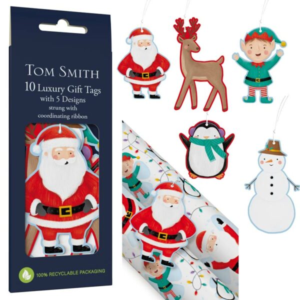 Tom Smith 6 Luxury Santa & Friends Gift Tags