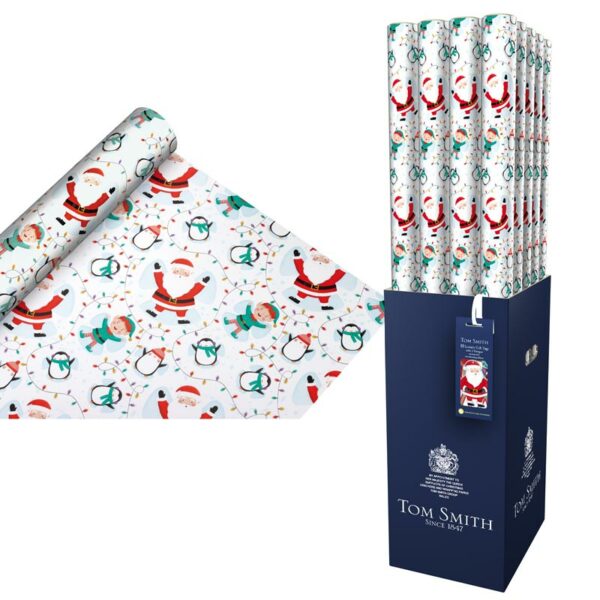 Tom Smith Santa & Friends Luxury Gift Wrap - White (8m)