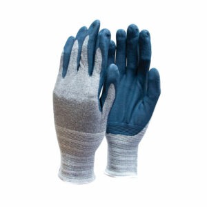 A pair of grey Town & Country ECO-Flex Comfort Gloves with rubberised fingers and palm.