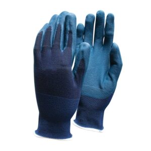 A pair of navy Town & Country ECO-Flex Finesse Gloves with rubberised fingers and palm.
