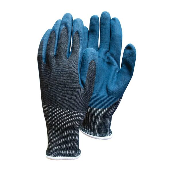 A pair of charcoal Town & Country ECO-Flex Ultra Gloves with rubberised fingers and palm.