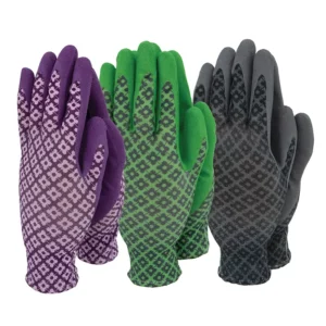 Town & Country Flexigrip Gloves (Pack of 3) green, grey and purple