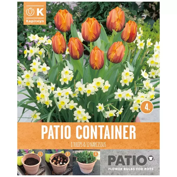 Tulip & Narcissus Patio Container Collection 'Orange, Yellow & White' (20 bulbs)