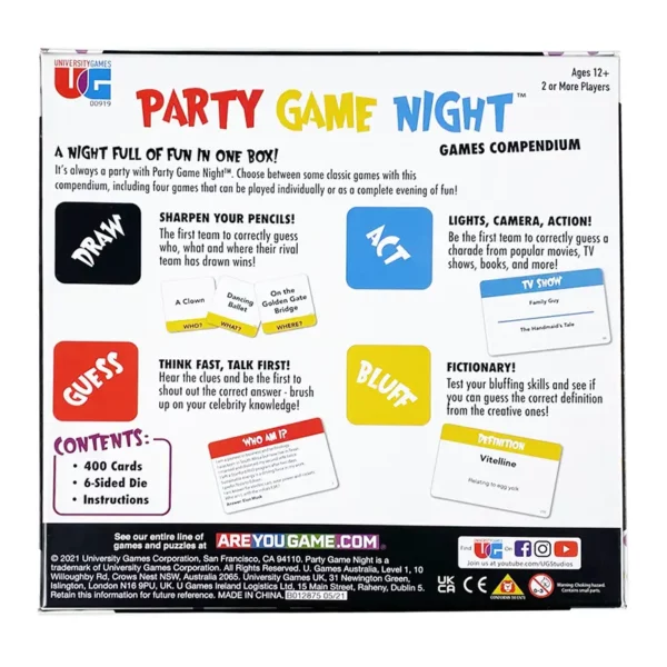 Party Game Night Games Compendium back