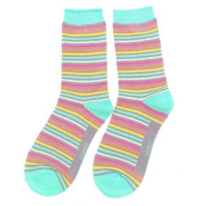 Miss Sparrow Vibrant Stripes Bamboo Socks - Grey