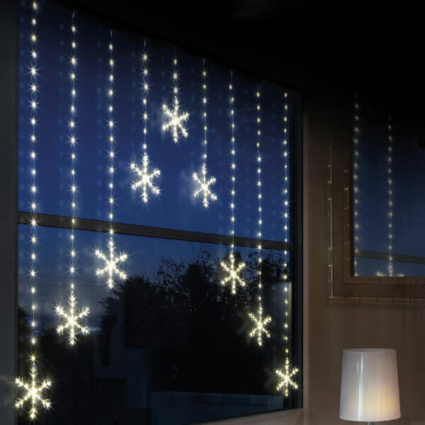 Premier LED Snowflake Curtain Lights - Warm White