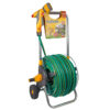 Hozelock premium metal hose cart with 50m hose and gun studio image
