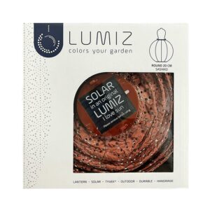 Lumiz Round 20cm Sashiko lantern box front studio image