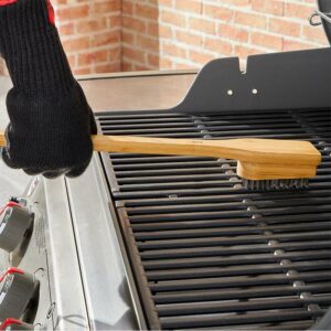 Weber Barbecue Brush Bamboo 45cm in use