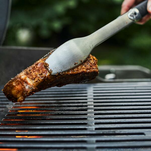 Weber Barbecue Tongs lifestyle steak
