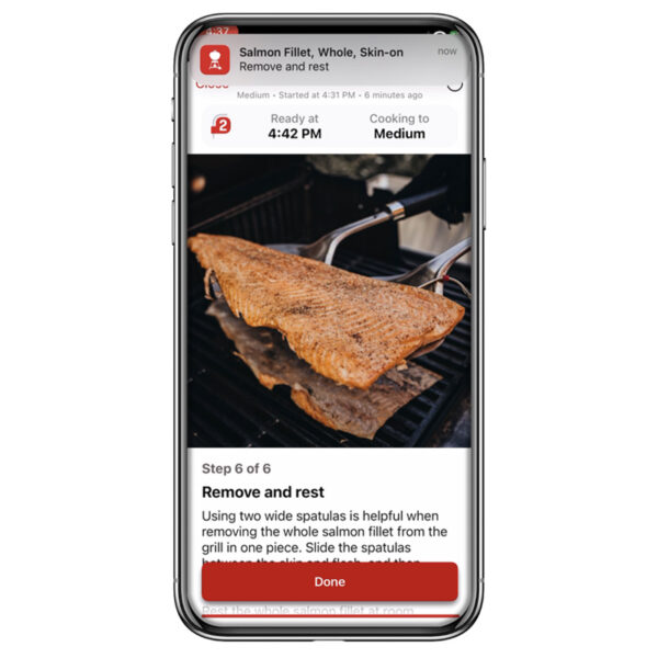 Step 6 of a recipe on the Weber Connect Smart Grilling Hub