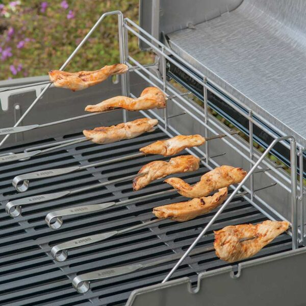 Weber Elevations Tiered Grilling System lifestyle cooking chicken