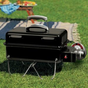 Weber Go Anywhere Portable Gas Barbecue in use on picnic