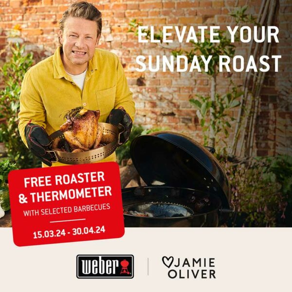 Weber Offer with Jamie Oliver - free Weber GBS Poultry Roaster and Thermometer