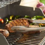 Weber Precision Barbecue Tongs lifestyle steak