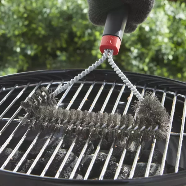 Weber Three Sided Barbecue Brush 30cm in use