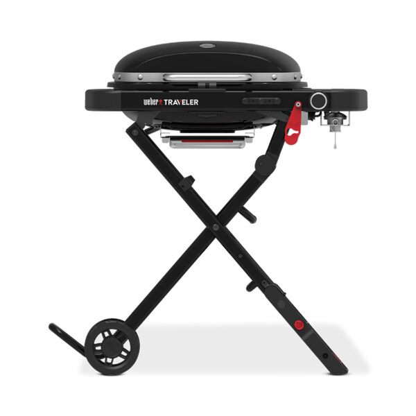 Weber Traveler Compact Portable Gas Grill Barbecue viewed from front