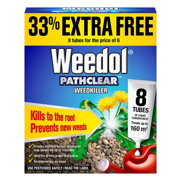 A pack of 8 Weedol PathClear Weedkiller Concentrate Tubes