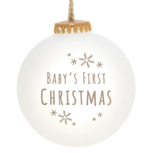 Weiste White Bioplastic Bauble with 'Baby's 1st Christmas'