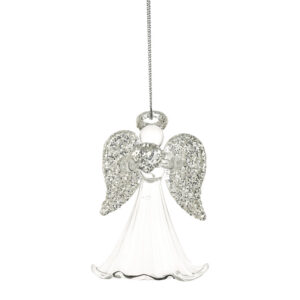 Weiste Glass Angel with Silver Glitter Wings