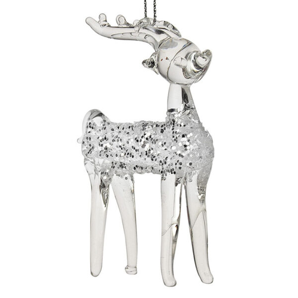 Weiste Glass Deer with Silver Glitter