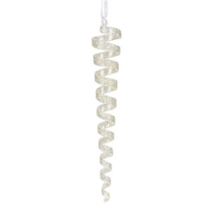 Weiste Glass Spiral Icicle with Silver Glitter (18cm)