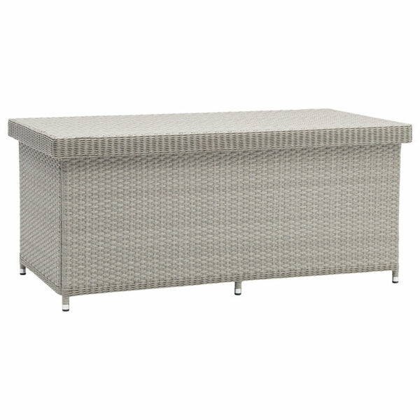 Wentworth Large Cushion Storage Box with Liner in Pewter Rattan shown shut