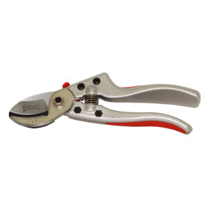 A pair of Wilkinson Sword Razorcut Comfort Anvil Pruning Secateurs. There are orange, soft-touch, non-slip inserts in the handles.