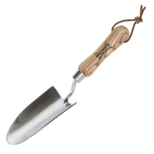 A Stainless Steel Hand Trowel with a wooden handle by Wilkinson Sword.