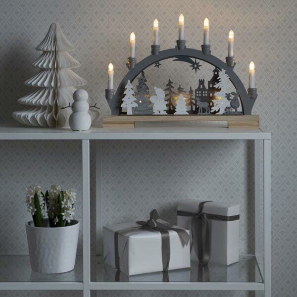 Konstsmide LED Wooden Silhouette with 7 Candles - Santa and Rudolf lifestyle image