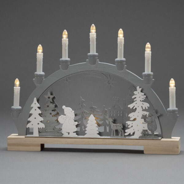 Konstsmide LED Wooden Silhouette with 7 Candles - Santa and Rudolf mood image