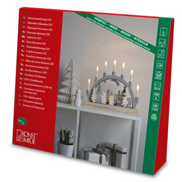 Konstsmide LED Wooden Silhouette with 7 Candles - Santa and Rudolf packaging image