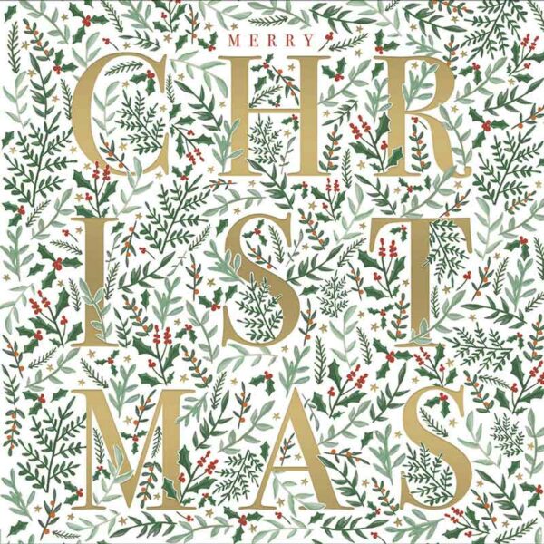 Woodmansterne Luxury Foiled Christmas Cards - Merry & Bright (Pack of 8)
