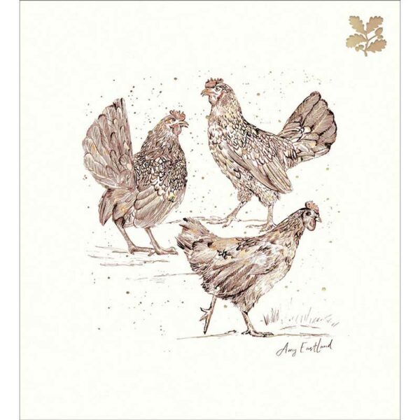 Woodmansterne Charity Christmas Cards - Three French Hens (Pack of 5)