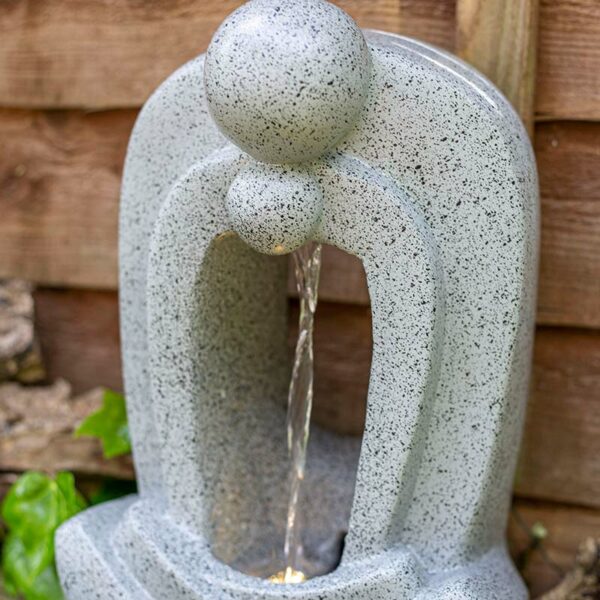 Zen Pour Water Feature with LED Lights close up