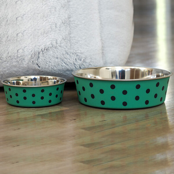 Zoon Green Polka Dot Dog Bowls
